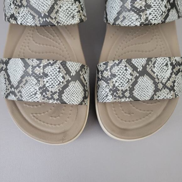 Crocs Womens Brooklyn Low Wedge Slingback Sandal Snake Print 206453 Beige Size 9 - Picture 6 of 13